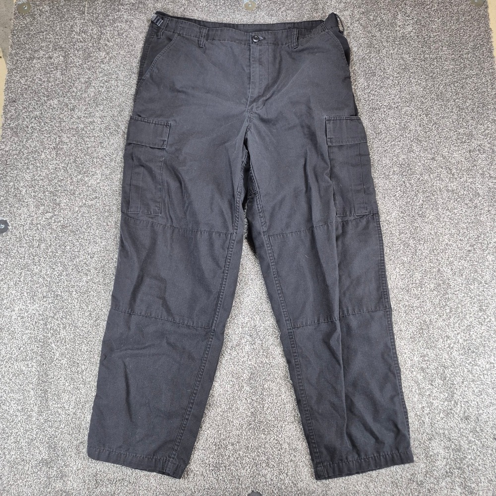 Tactical Ripstop Cargo Pants Mens Large (37x31) Black Utility Adjustable Waist